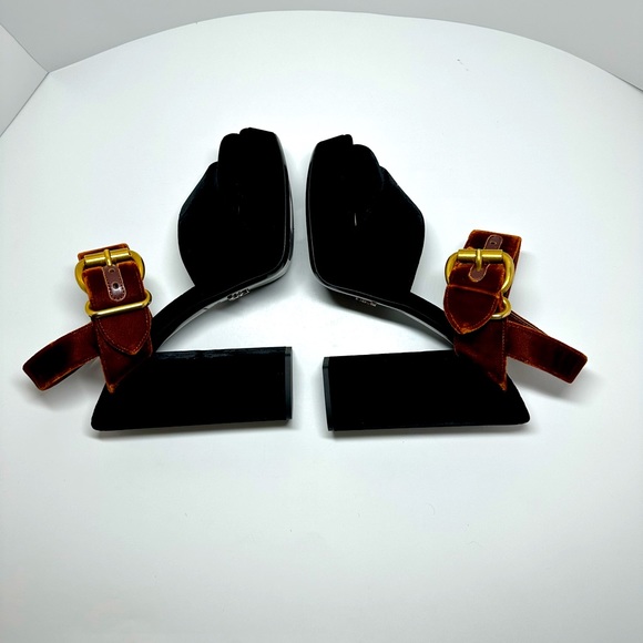 COPY - Prada Bicolor Velvet Platform Sandal, Black/Brown - Picture 5 of 8